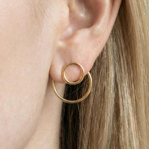 Open cirkel oorbellen / 925 sterlingzilveren bidirectionele oorbellen / geometrische minimalistische oorbellen / oorbellen cadeau voor haar