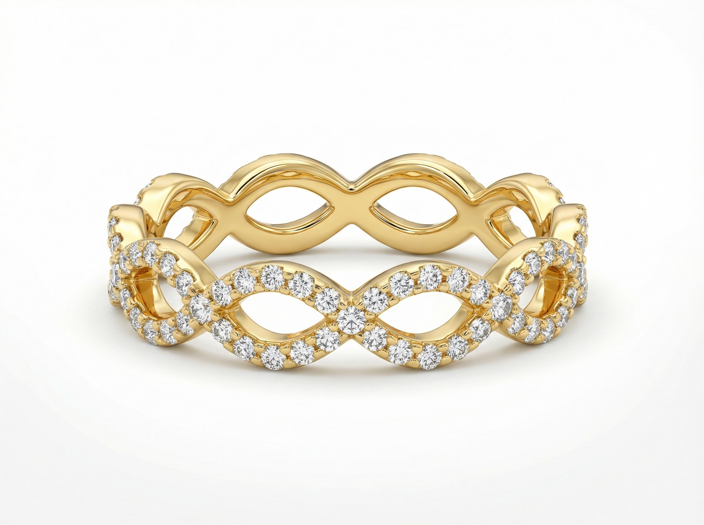 Diamond Infinity Ring, Infinity Wedding Band, Micro Pave Infinity Twist ...