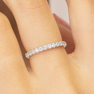 U Prong Diamond Wedding Band, Half Eternity Stackable Band, Engagement Eternity Matching Band