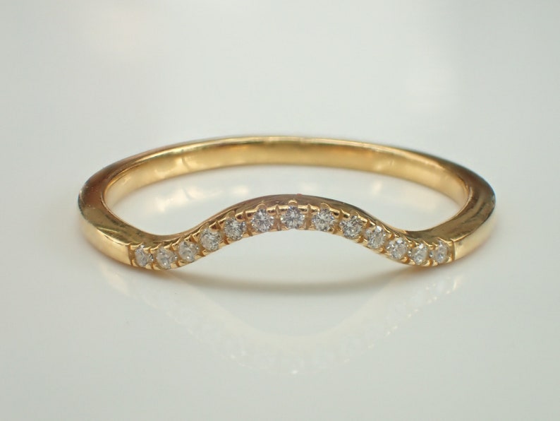 Curved Wedding Band Engagement Ring Enhancer Gold Curved Band Etsy
