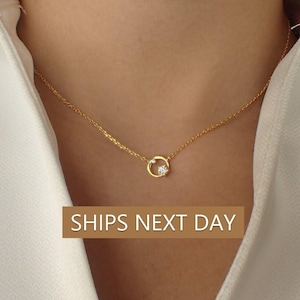 Karma Halskette / Diamant Kreis Halskette / Cluster Halskette / Minimalistische Halskette / Layering Halskette