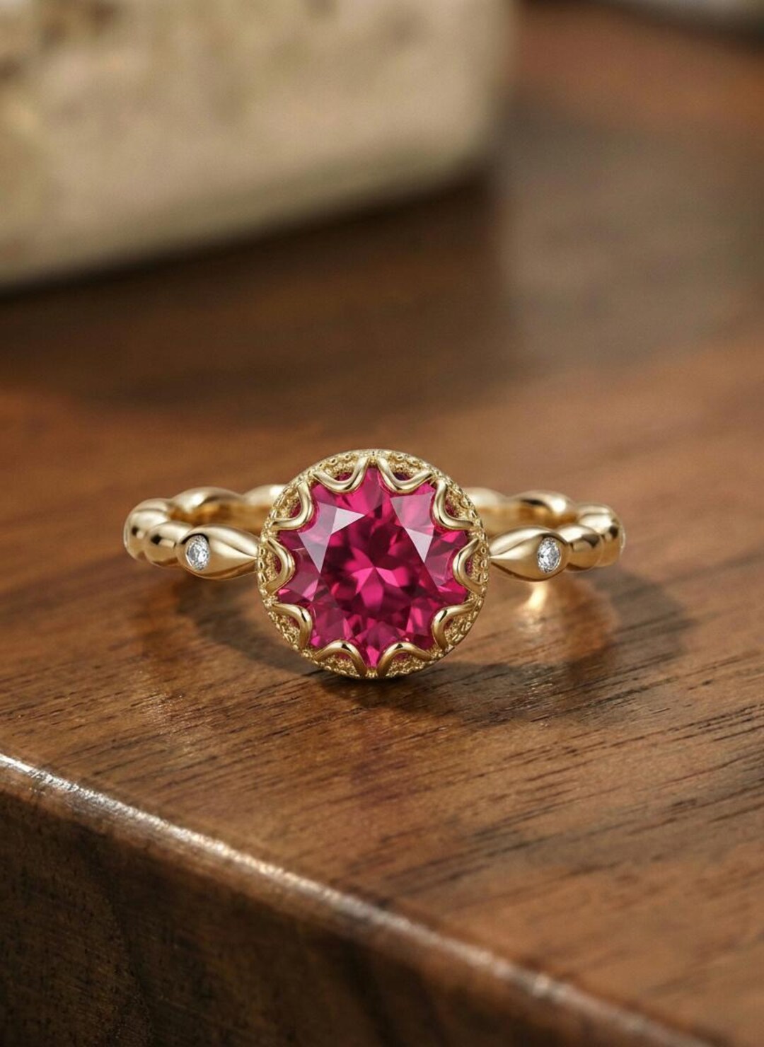 1ct - 2ct Ruby Ring, Vintage Round Cut Ruby Ring, Antique Wedding Women ...