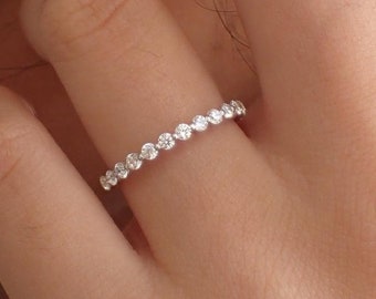 2.0 MM Single Prong Hochzeitsband / Floating Bubble Prong stapelbar Band / Diamant Ehering / passende Band Geschenk für Sie