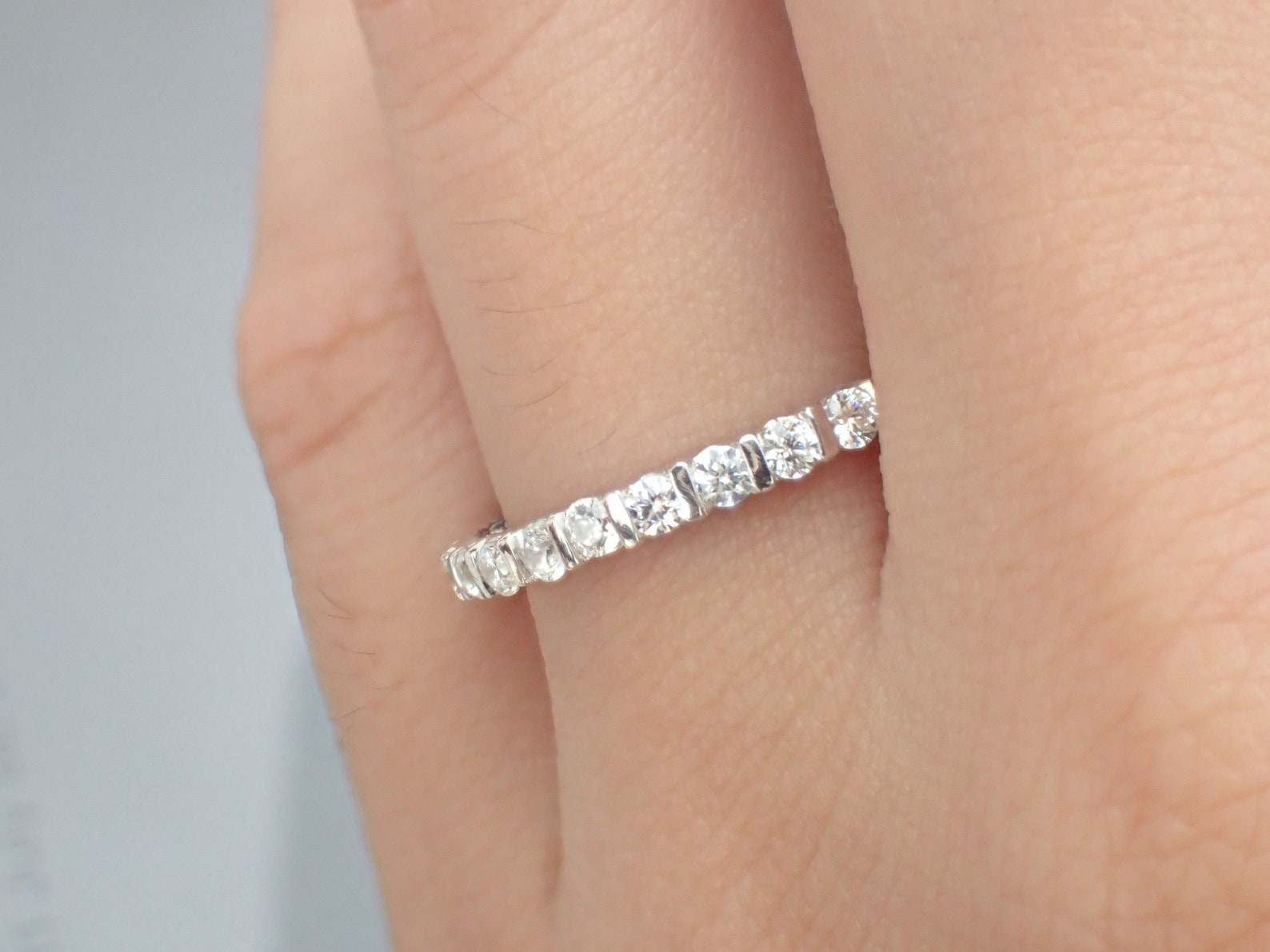 Bar Setting Band 2.3mm Full Eternity Bar Set Diamond Wedding Etsy