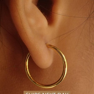 Thin Endless Hoops / Sterling Silver Minimalist Hoop Earrings / Huggie Hoops / Bridesmaid Gift /Bridal Earring Gift 10mm 15mm 20mm/ In Stock