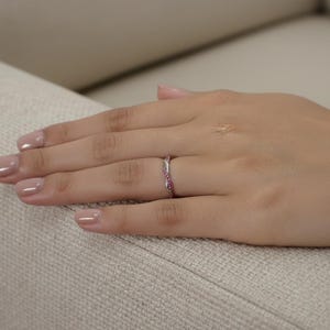 Ruby Infinity Wedding Ring / Ruby Wedding Band / Infinity Knot Ring / Full Eternity Band in 14K Solid Gold / July Birthstone Band image 8