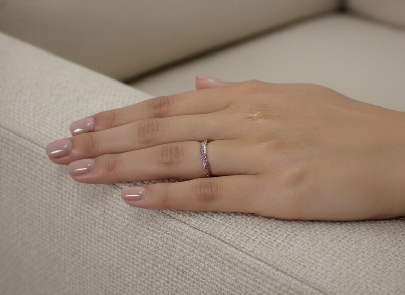 Ruby Infinity Wedding Ring / Ruby Wedding Band / Infinity Knot Ring / Full Eternity Band in 14K Solid Gold / July Birthstone Band image 8