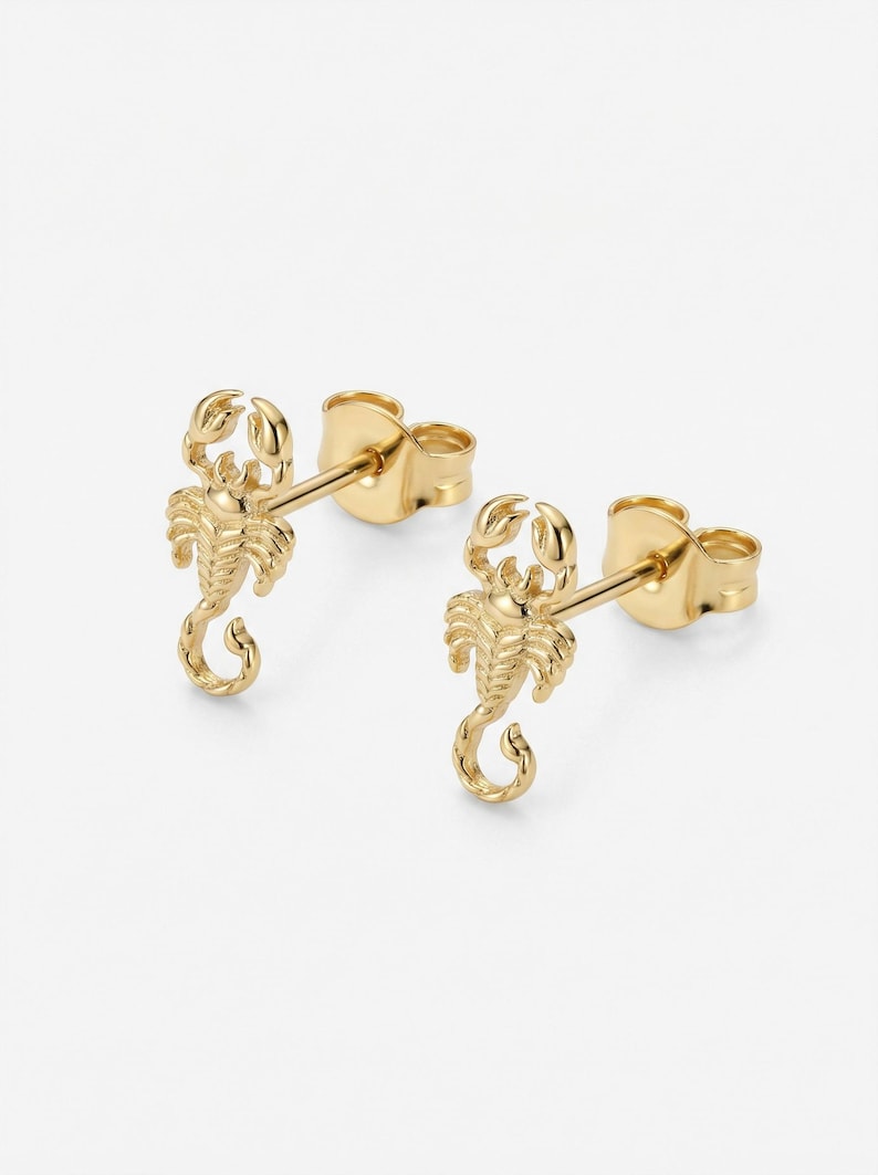 Scorpion Stud Earrings, Scorpion Studs, Animal Earring For Women, Dainty Stud Earring, Insect Jewelry, Gift for her image 3