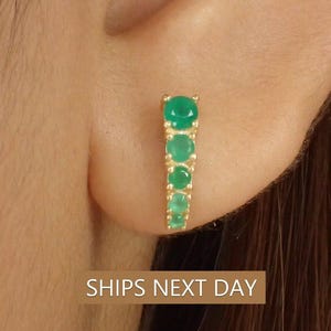 Emerald Stud Earrings, May Birthstones, Bar Shaped Sapphire Studs, Bridal Gifts, Minimalist Earrings