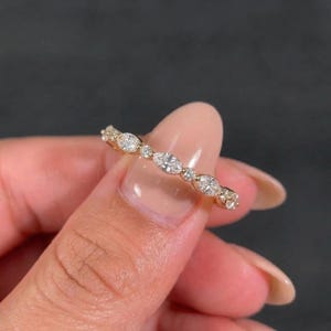 Marquise & Round Diamond Eternity Band | Dainty Gold Stacking Ring ...