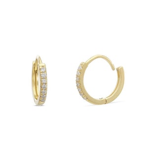 Créoles diamant, Boucles d'oreilles Huggie, Boucles d'oreilles diamant Huggie, Petites créoles, Boucles d'oreilles minimalistes