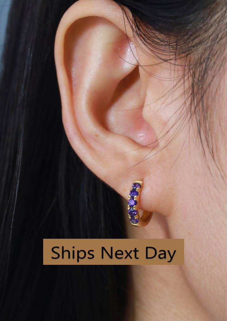 Sapphire Huggie - Etsy Sapphire Huggie - Etsy