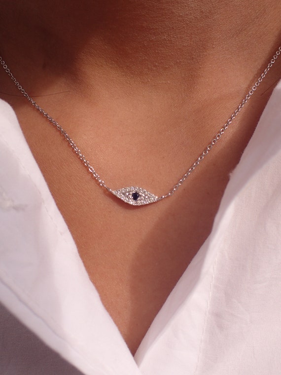 Evil eye pendant white gold best sale