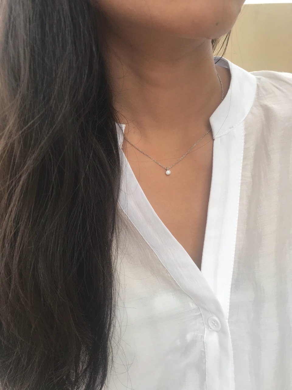 3?/ 8カラットベゼル設定ソリティアダイヤモンドペンダントネックレス14?Kホワイトゴールド( I Jカラー、Eye Cle 並行輸入品 ソリティアダイヤモンドネックレス、0.08カラットのベゼルセット