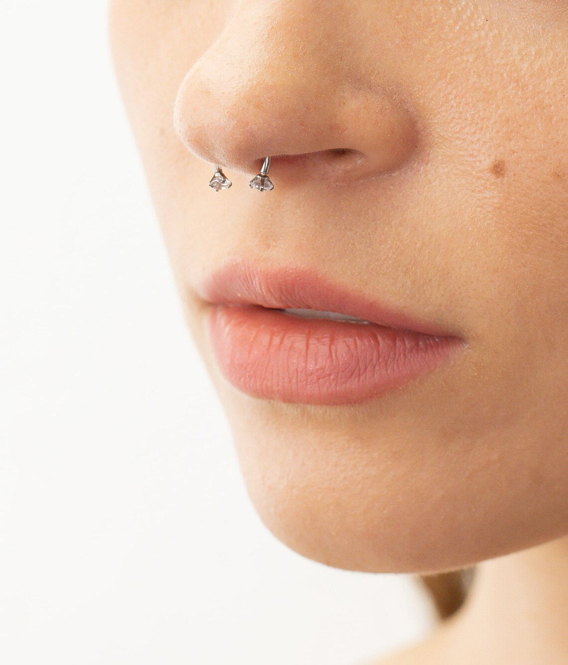Diamond Septum Ring Horseshoe Ring Nose Piercing Modern Etsy