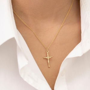 Crucifix Cross Necklace, Crucifix Pendant Necklace, Minimalist Cross Jewelry for Women, Religious Necklace