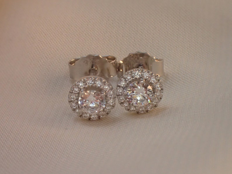 Minimalist Halo Stud Earrings / Diamonds Halo Earrings / Minimalist Earrings / Classic Earrings / Bridesmaid Gift image 8