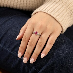 0.8ct Ruby Ring, Vintage Round Ruby Ring, Nature Inspired Vine Stacking Ring, July Birthstone Ring image 11