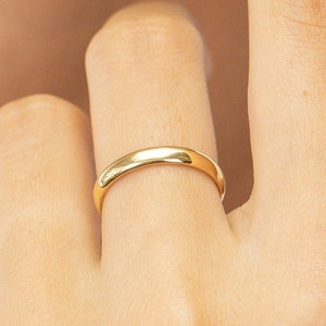 3mm Plain Wedding Band, Men's Women's Wedding Band, Simple Thin Plain Wedding Band, Rounded Wedding Band