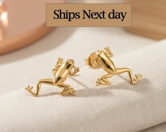Frog Stud Earrings, Vintage Animals Earrings, Earring For Women, Jumping Frog Earrings, Gift for Her, Holiday Gift for Her