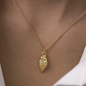 Ice Cream Necklace, Cone Ice Cream Pendant, Gold Summer Jewelry, Food Necklace, Foodie Gift