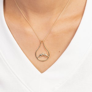 Mountain Ring Holder Necklace, Mountain Jewelry, Wedding and Engagement Ring Keeper Necklace, Nature Jewelry Gift for Wife
