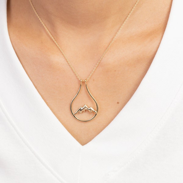 Berg ring houder ketting, berg sieraden, bruiloft en verlovingsring keeper ketting, natuur sieraden cadeau voor vrouw