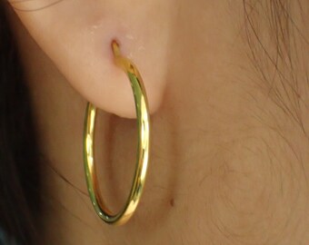 20 MM Minimalist Hoop Earring / Earrings Gift for Women / Bridal Wedding Gift / Huggie Hoops