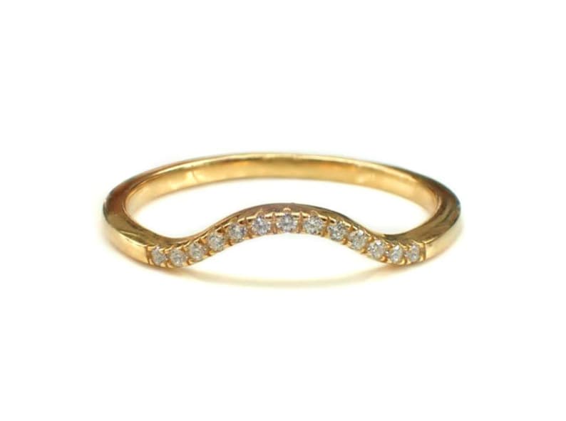 Curved Wedding Band Engagement Ring Enhancer Gold Curved Band Etsy