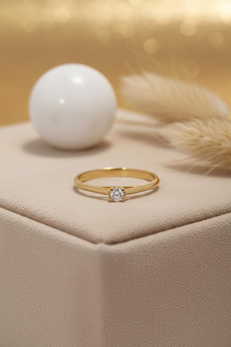 2.5mm Moissanite Engagement Ring, Bridal Wedding Ring Gift for Her, Solitaire Ring for Women, Anniversary Gift image 1