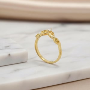 Citrine Curved Wedding Band V Shape Ring Golden Yellow Gemstone Chevron Stacking Ring November Birthstone Bridal Jewelry image 13
