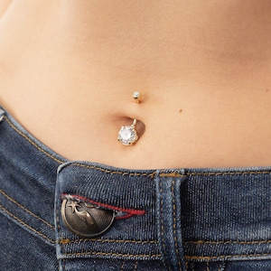 Diamond Belly Button Ring, Small Ring, Belly Ring, Diamond Ring, Belly Button, Body Piercing Ring image 2