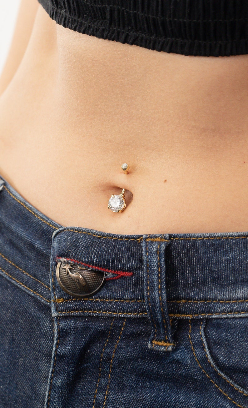 Diamond Belly Button Ring, Small Ring, Belly Ring, Diamond Ring, Belly Button, Body Piercing Ring image 2