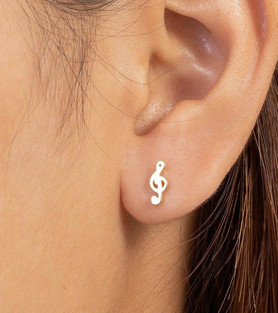 Music Note Stud Earrings Treble Clef Earrings Gift for Musician Tiny Stud Earrings Etsy Canada