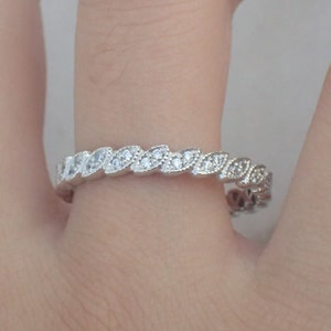 14k volledige eeuwigheid art-decoband stapelringen vintage geïnspireerde diamanten band 14k massief gouden diamanten trouwring volledige eeuwigheid art deco band