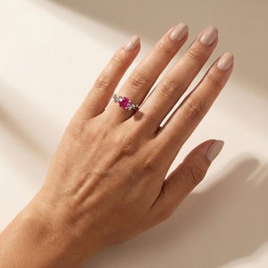 0.8ct Ruby Ring, Vintage Round Ruby Ring, Nature Inspired Vine Stacking Ring, July Birthstone Ring image 9