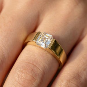 1.25 CT Asscher Cut Moissanite Engagement Ring, Anniversary Ring, Promise Ring, Anniversary Gift for Her