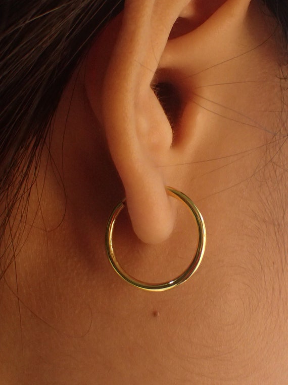Solid Gold Earrings Gold Earrings Gold Hoops 14K Gold Hoop Earrings 15MM Gold Hoop Earrings 14K Gold Earrings Minimalist Earrings