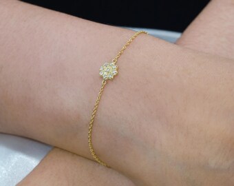 Diamant Cluster Armband, Blume Design Armband, April Birthstones, Brautjungfer Geschenk, Braut Armband Geschenk für Sie