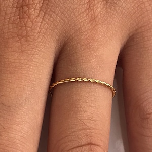 Twisted Ring in 14k Solid Gold, 1.2mm Wisper Thin Rope Infinity Band, Dainty Stacking Band, Twisted Skinny Wedding Band, Vday Gifts for Her