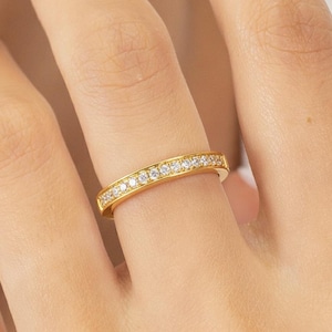Kanal Set Diamant Ehering, stapelbare Halb Ewigkeit Ring, Diamant Ehering, Jubiläumsgeschenke
