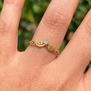 Citrine Curved Wedding Band V Shape Ring Golden Yellow Gemstone Chevron Stacking Ring November Birthstone Bridal Jewelry image 11
