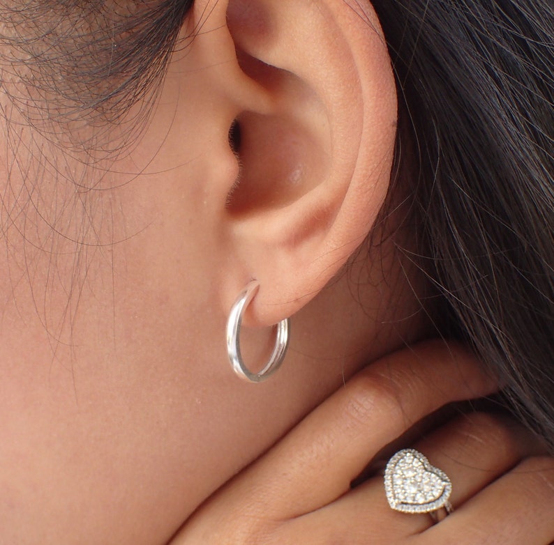 Dainty Hoop Earring 14k Thin Earring Tiny Gold Hoops Thin Etsy