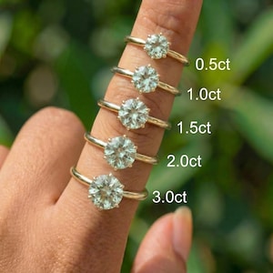 Elegant Green Amethyst Solitaire Ring | 14K Gold Engagement Ring | Dainty Round Gemstone Promise Ring | Classic Six-Prong Setting