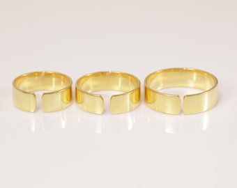 Anillo de dedo ajustable de 5 mm, anillo de dedo plano minimalista, anillo de dedo minimalista chapado en oro, regalo de joyería de pie para ella