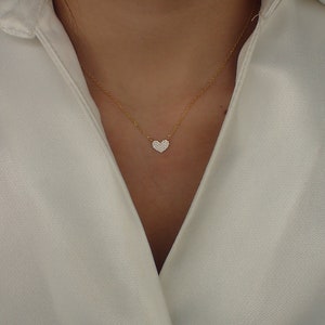 Heart Necklace / Tiny Heart Charm / 925 Sterling Silver Dainty Heart Necklace / Diamond Necklace image 6