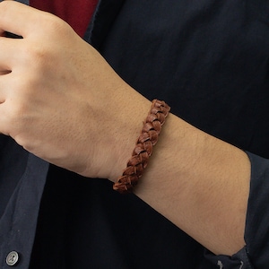 Pulseira de couro masculina, pulseira de couro para presente para ele, pulseira de couro marrom para presente para marido, presente para namorado, presente para pai, em estoque