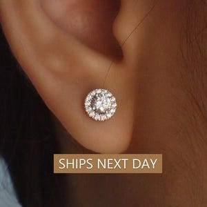 Halo Stud Earrings / Diamonds Earrings / Minimalist Halo Earrings / Classic Earrings / Bridesmaid Gift