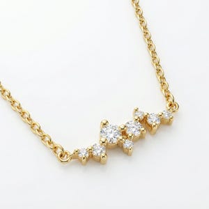 Cluster Sapphire Necklace Gift for Her, 14Solid Gold Cluster Necklace, Rope Chain Gold Necklace Gift for Her image 3