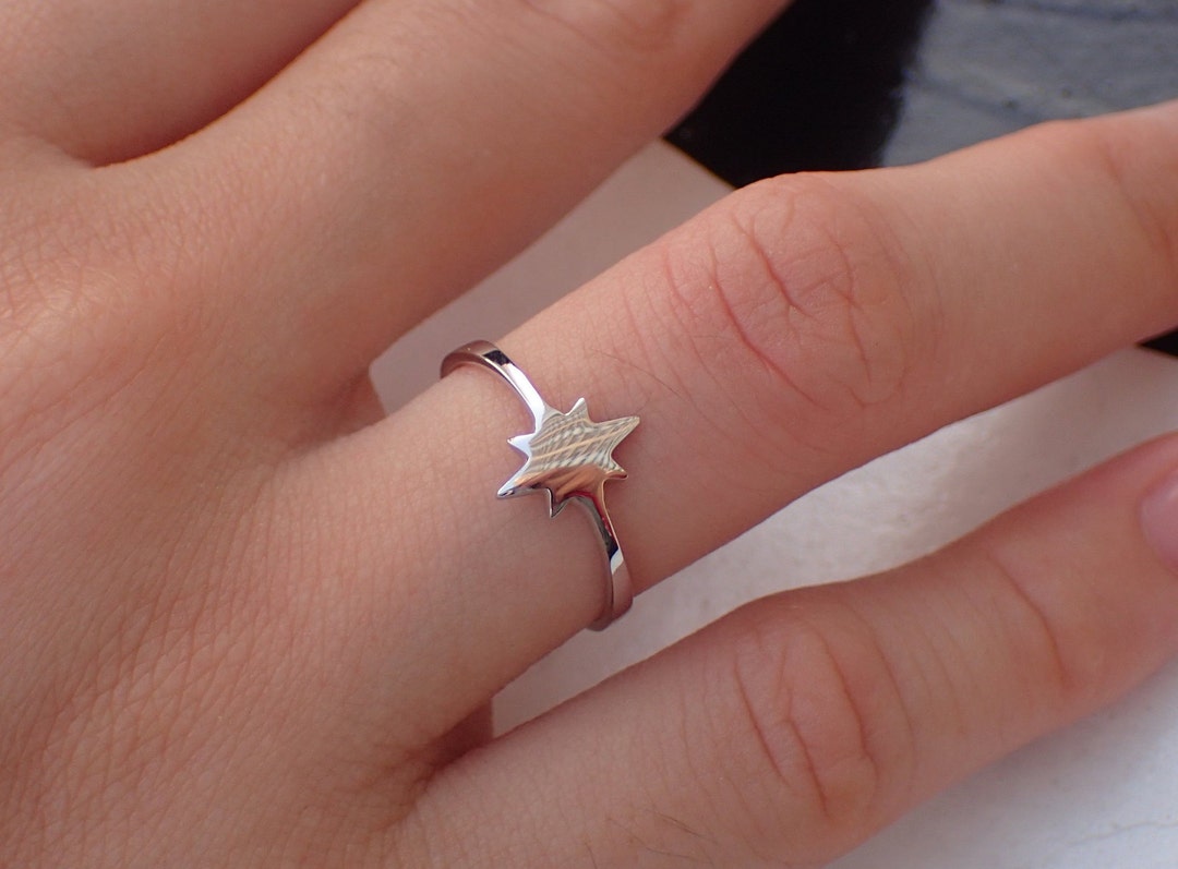 nitraid star ring gold silver スターリング コンビ Citrine & White Lab-Created Sapphire Star Ring Sterling
